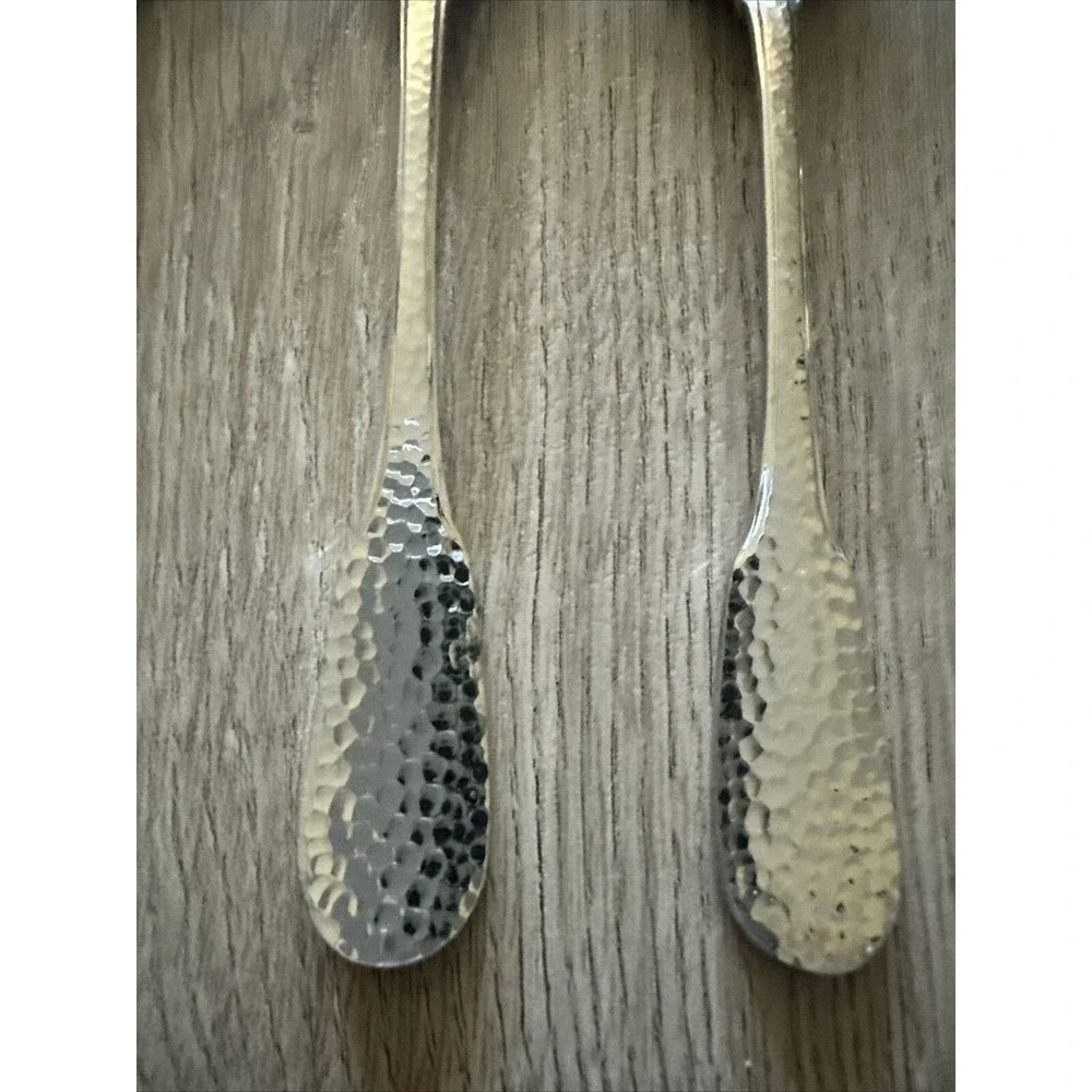 4 RETRONEU ARAGON Hammered 18/8 Stainless‎ Steel Place Soup SPOONS